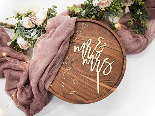 LS Designs Mr and Mrs Cake Topper Wedding Cake Topper Gold Acrylic Large 5 1/2 Inches x 8 Inches Full Acrylic Gold Wedding Cake Topper Mr and Mrs