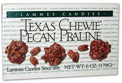 Lammes Texas Chewie Pecan Praline Candies - 6 Ounce Box of the Original Chewy Caramel Candy