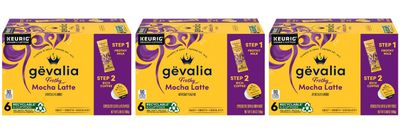 Gevalia, 2-Step K-Cup &amp; Froth Packets, 6 Count, 5.6oz Box (Pack of 3) (Mocha Latte).