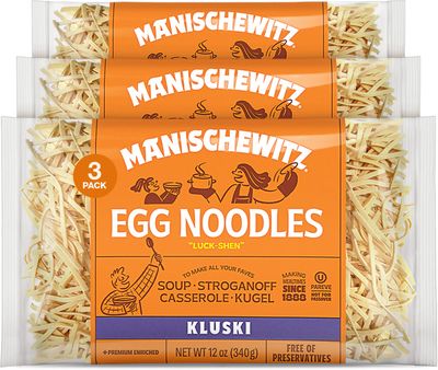 Manischewitz Kluski Egg Noodles 12oz (3 Pack) | Homestyle Taste &amp; Texture, Premium Enriched, Low Sodium, No Preservatives