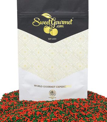 SweetGourmet Christmas Mix Sprinkles | Red &amp; Green Holiday Mix | 1 Pound