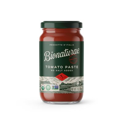 Bionaturae Organic Tomato Paste - No Salt Tomato Paste, Tomato Paste in a Jar, Keto Friendly, Non-GMO, USDA Certified Organic, No Added Sugar, No Added Salt, Made in Italy - 7 Oz