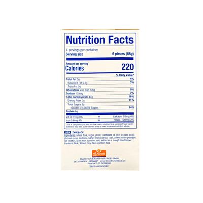 Brandt Zwieback Rusk | Sweetened Crispy Bread | Perfect for Teething Children | Enjoy With Sweet or Savory toppings | 8 oz each [Pack of 4]