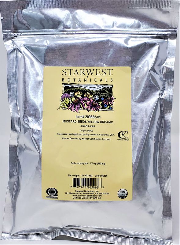 Starwest Botanicals Organic Yellow Mustard Seed, 1 Pound