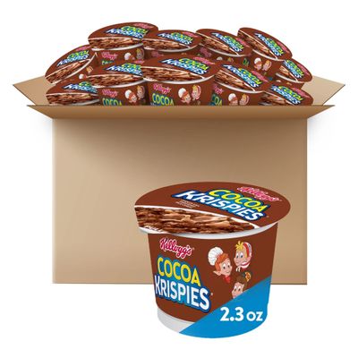 Kellogg&#39;s Cocoa Krispies Breakfast Cereal Cups, Kids Snacks, Cereal Cups to Go, Original, 27.6oz Case (12 Cups)