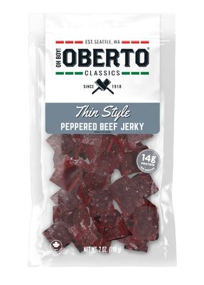 Oh Boy! Oberto Classics Thin Style Peppered Beef Jerky, 7 Ounce