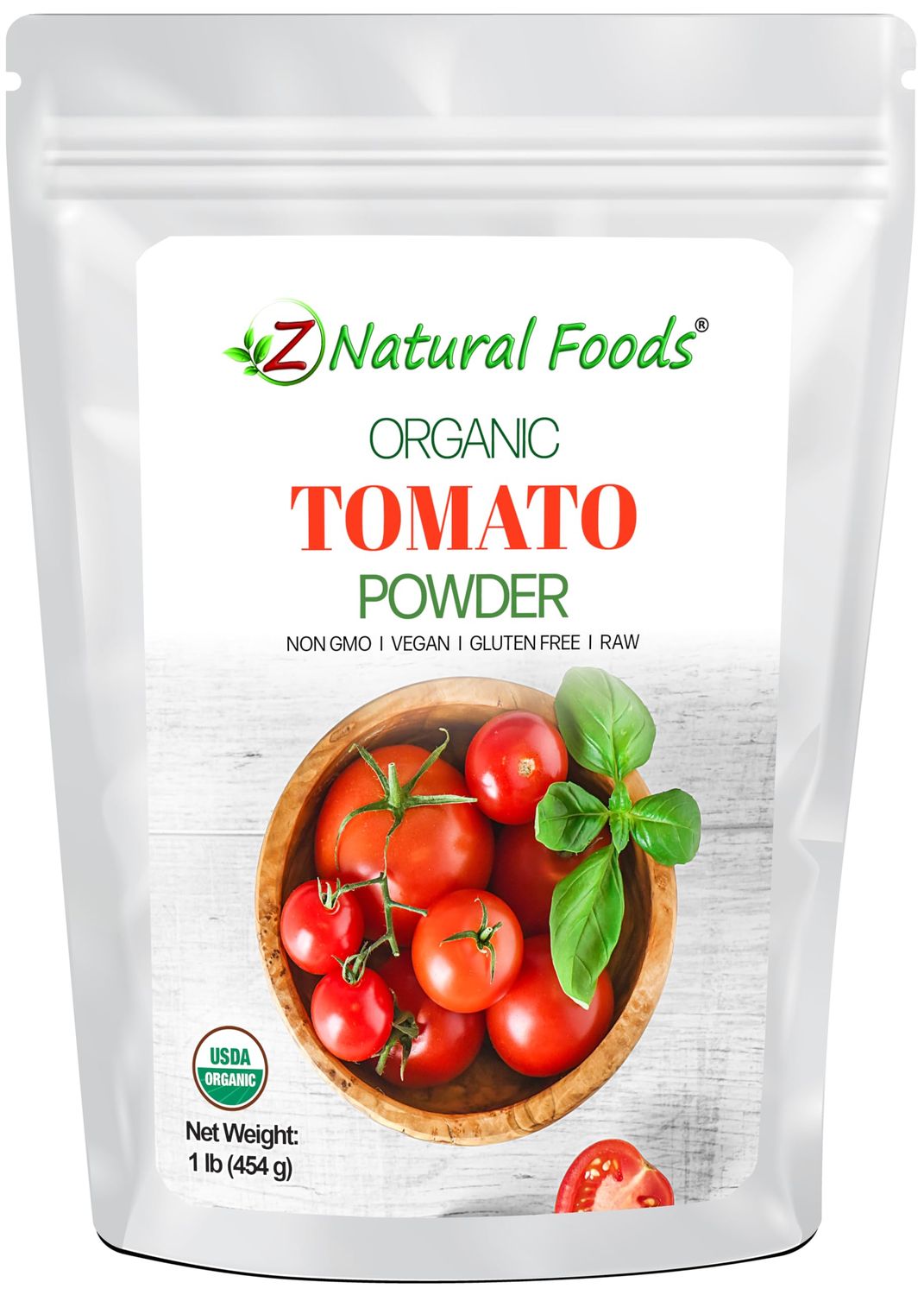 Z Natural Foods Organic Tomato Powder, Ideal for Smoothies, Cooking, Baking, and More, Non-GMO, Vegan, Gluten-Free, Kosher, 1 lb.