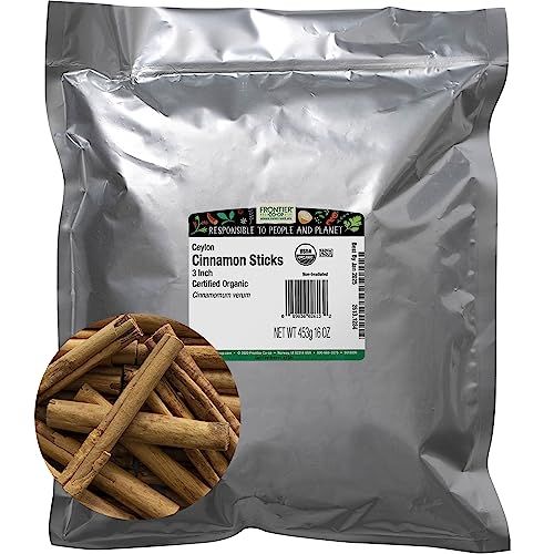 Frontier Co-op Organic Ceylon Cinnamon Sticks 3 1lb - Bulk Cinnamon Sticks for Crafts, Drinks, Holiday Recipes, Cinnamon Powder and More