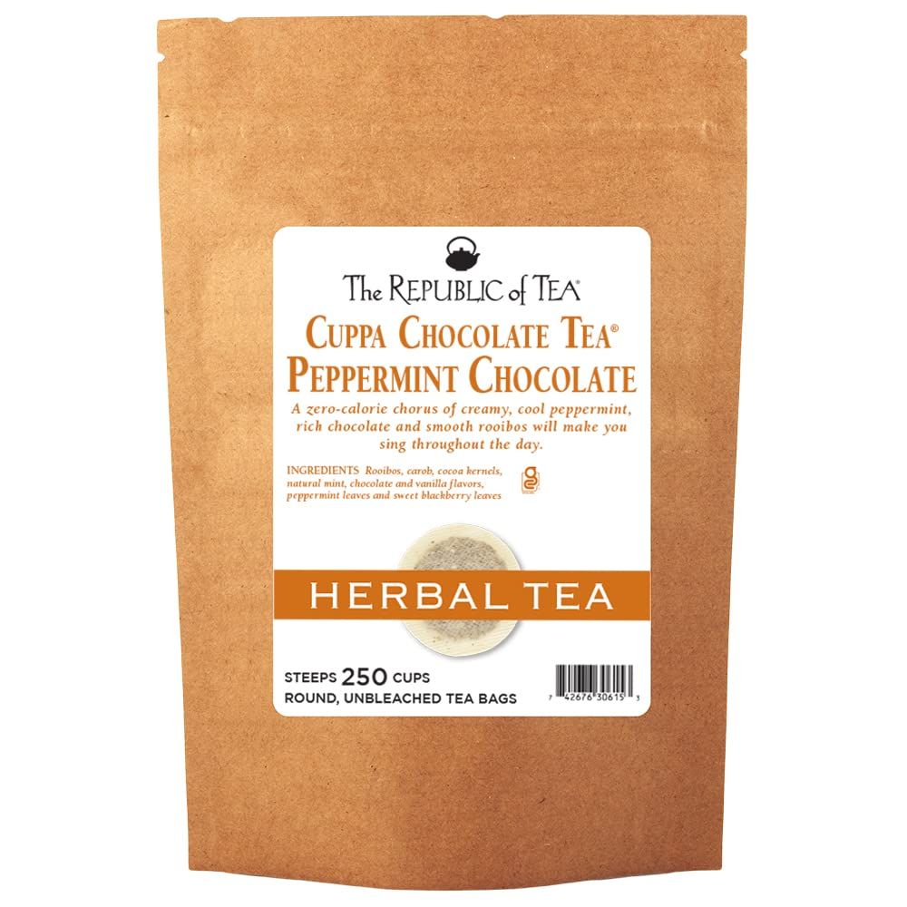 The Republic of Tea Peppermint Cuppa Chocolate Tea, 250 Tea Bags, Rooibos Tea Dessert Blend