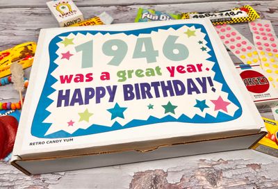 RETRO CANDY YUM ~ 1946 78th Birthday Gift Box of Nostalgic Retro Candy from Childhood for 78 Year Old Man or Woman Born 1946