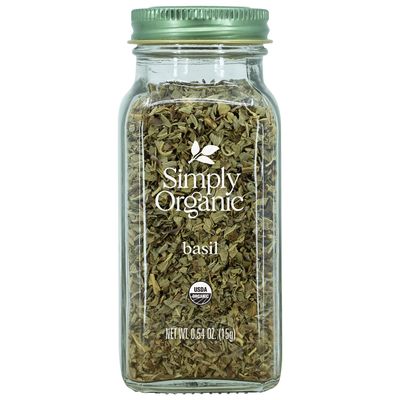 Simply Organic Pure Egyptian Basil Leaf, 0.54 Ounce Bottle, Cut and Sifted, Herbaceous and Aromatic, Popular on Pizza, Kosher