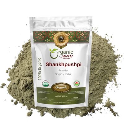 Organic Way Shankhpushpi (Convolvulus prostratus) Powder - Organic &amp; Kosher Certified | Raw, Vegan, Non GMO &amp; Gluten Free | USDA Certified | Origin - India (1LBS / 16Oz)
