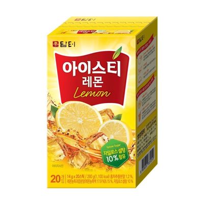 DAMTUH Lemon Iced Black Tea Mix - Refreshing Iced Beverage with Xylose Sugar, Zero Calories, Convenient Single Serve 20 Sticks (Pack of 1)