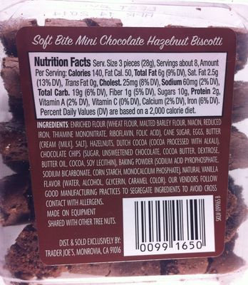 Trader Joe's Chocolate Hazelnut Biscotti - 8 Oz (4-pack)