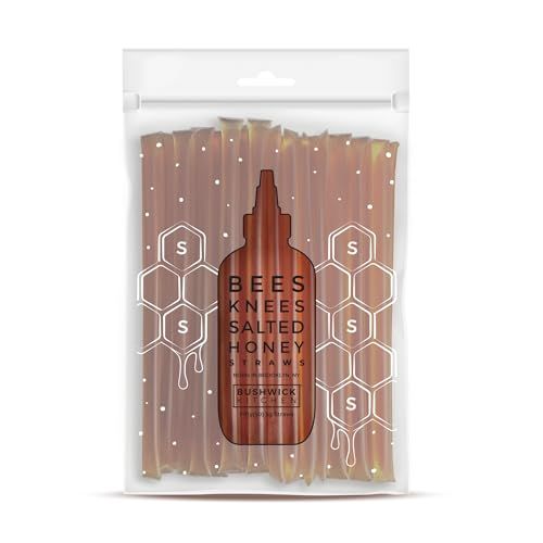 Bees Knees Salted Honey Sticks, 50 Sticks, 1 tsp Each, Wildflower Honey Straws Blended with Sea Salt, Honey Sticks for Tea, Cooking, Foodie Gifts, Unique Gift Ideas