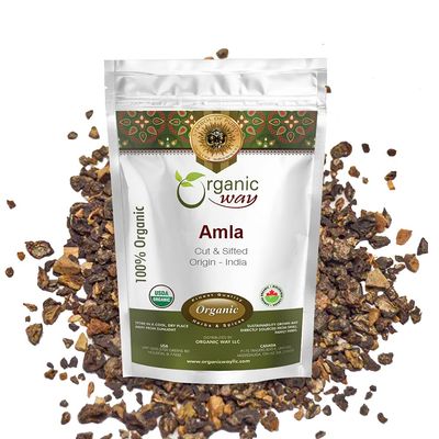 Organic Way Dried Amla/Indian Gooseberry Cut &amp; Sifted (Phyllanthus emblica) - Organic &amp; Kosher Certified | Raw, Vegan, Non GMO &amp; Gluten Free | USDA Certified | Origin - India (1/4LBS / 4Oz)