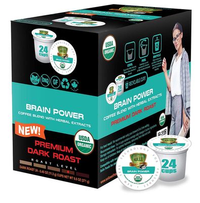 SOLLO Brain Power Dark Coffee Pods MCT &amp; Essential nutrition, Nootropic Brain Booster, For Memory &amp; Focus Compatible with 2.0 K-Cup Keurig Brewers, 24 Count