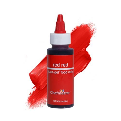 Chefmaster Red Red Liqua-Gel Food Coloring | Vibrant Color | Professional-Grade Dye for Icing, Frosting, Fondant | Baking &amp; Decorating | Fade-Resistant | Easy-to-Use | Made in USA | 2.3 oz
