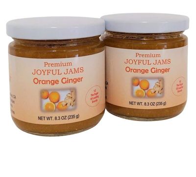 Gourmet Premium Orange Ginger Jam (Gift Box of 2 Jars), More Fruit Less Sugar, Amazing Flavor, Spreadable
