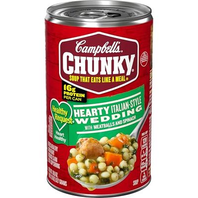 Campbells Chunky Healthy Request Soup, Hearty Italian Wedding Soup with Meatballs and Spinach, 18.6 oz Can
