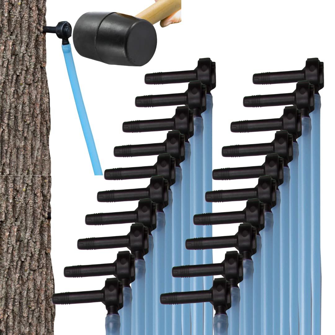SCS Direct Deluxe Maple Syrup Tree Tapping &amp; Sugaring Starter Kit- 20 Taps &amp; 20 2.5ft Food Grade Value Pack Tubing Drop Lines- Complete Winter Xmas Gift Set for Experts or Beginners