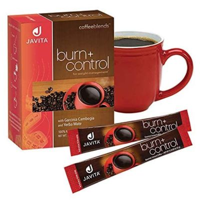 Javita Burn + Control Instant Coffee w Weight Management Herbs: Garcinia Cambogia &amp; Yerba Mate. Slimming Coffee with Help of Exercise, Keto Coffee, Dieters Drink, 1 box - 24 (4.55g) Sticks