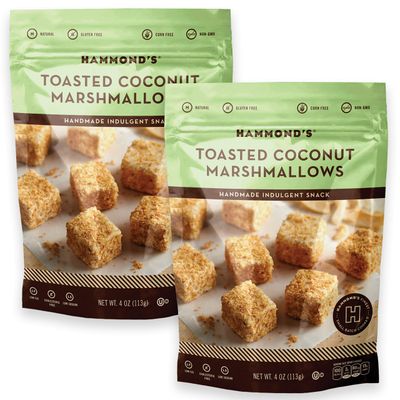 Hammonds Candies Gourmet Marshmallows - Toasted Coconut | Great for Snacking, Hot Chocolate, Smores, Baking | Gluten-Free, Kosher, Handcrafted in the USA | 2 Pack