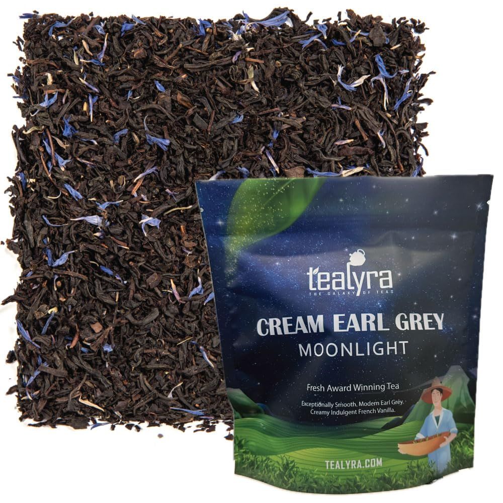 Tealyra - Cream Earl Grey Moonlight | Luxurious Black Loose Leaf Tea | Citrusy Bergamot &amp; French Vanilla Flavor | All Natural Ingredients, 100g (3.5-ounce)