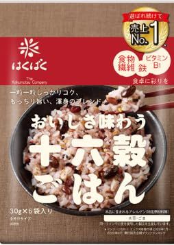 Hakubaku 16 Multigrain mix grains for Rice rice flavoring 180g (30g x 6 portions) Japgokbap . Product of Japan. No.1 Mixed Grains Brand in Japan by Hakubaku. Easy healthy and tasty multigrain rice.