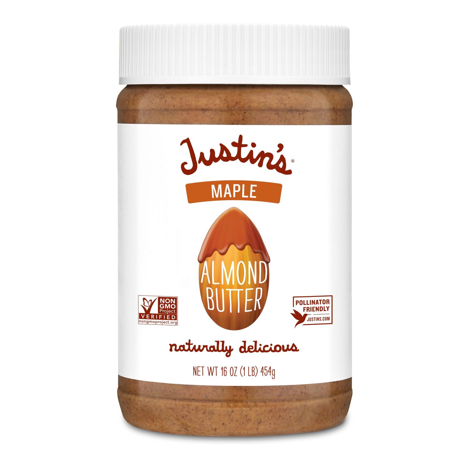 Justin&#39;s Maple Almond Butter, No Stir, Gluten-free, Non-GMO, Responsibly Sourced, 16 Ounce Jar