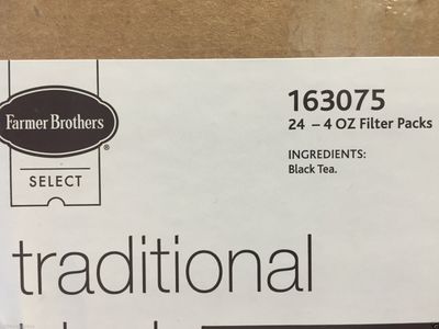 Ice Tea Fresh Brew Farmer Brothers Black Iced Tea for Sweetening 24/4oz Pk