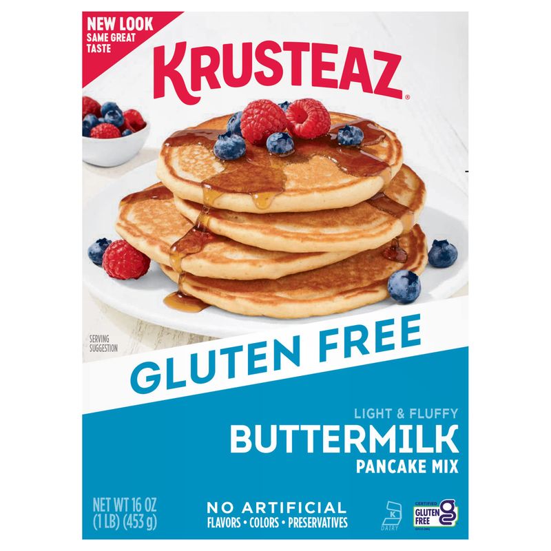 Krusteaz Gluten Free Buttermilk Pancake Mix, Light &amp; Fluffy, 16 Oz Boxes (Pack of 8)