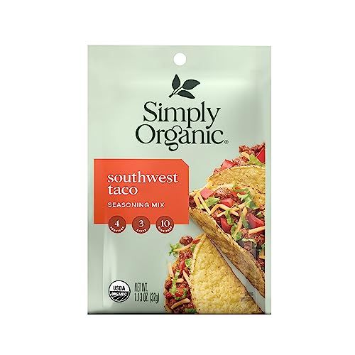Simply Organic Southwest Taco Seasoning, 1.13 Ounce 12 Pack, Certified Organic, Kosher Seasoning for Tacos, Dips, Burritos