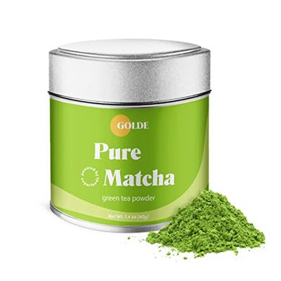 GOLDE - Pure Matcha - Ceremonial Grade Matcha Powder - Green Tea Superfood w/L-Theanine &amp; Antioxidants - 60mg Caffeine - Jitter Free Energy - 40g Tin