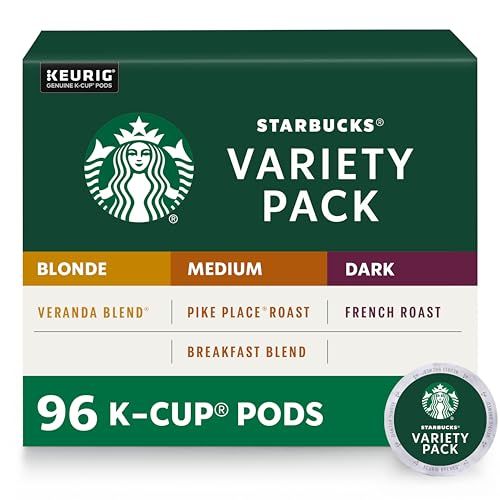 Starbucks Black Coffee K-Cup Coffee Pods - Variety Pack for Keurig Brewers - 4 boxes (96 pods total)