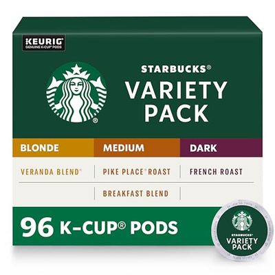 Starbucks Black Coffee K-Cup Coffee Pods - Variety Pack for Keurig Brewers - 4 boxes (96 pods total)