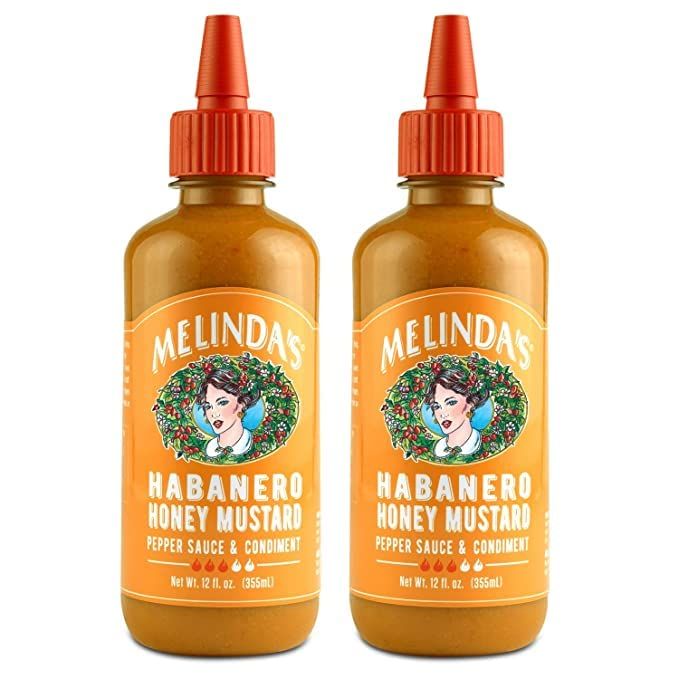 Melindas Habanero Honey Mustard - Gourmet Hot Honey Mustard Sauce - Habanero Hot Sauce with Fresh Ingredients, Habanero Peppers, Colombian Honey - Keto, Kosher Hot Sauce- 12 oz, 2 Pack
