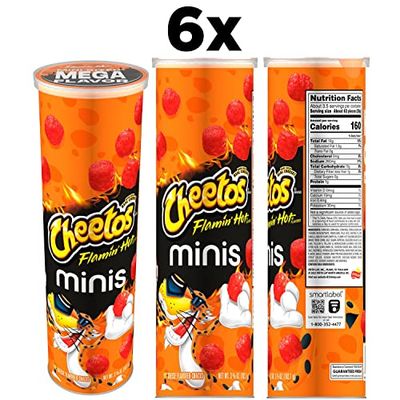 Cheetos Minis Canisters, Flamin' Hot, 3.625 Ounce (Pack of 6)