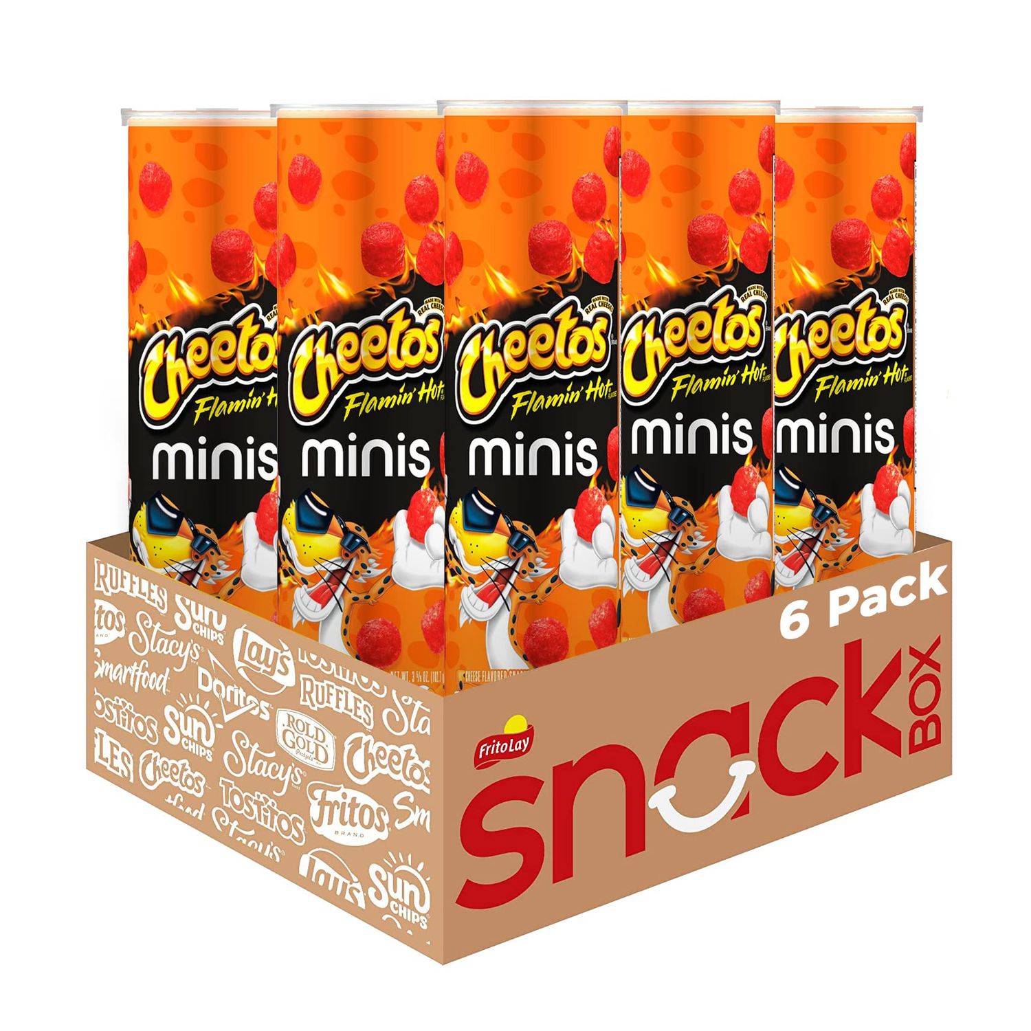Cheetos Minis Canisters, Flamin&#39; Hot, 3.625 Ounce (Pack of 6)