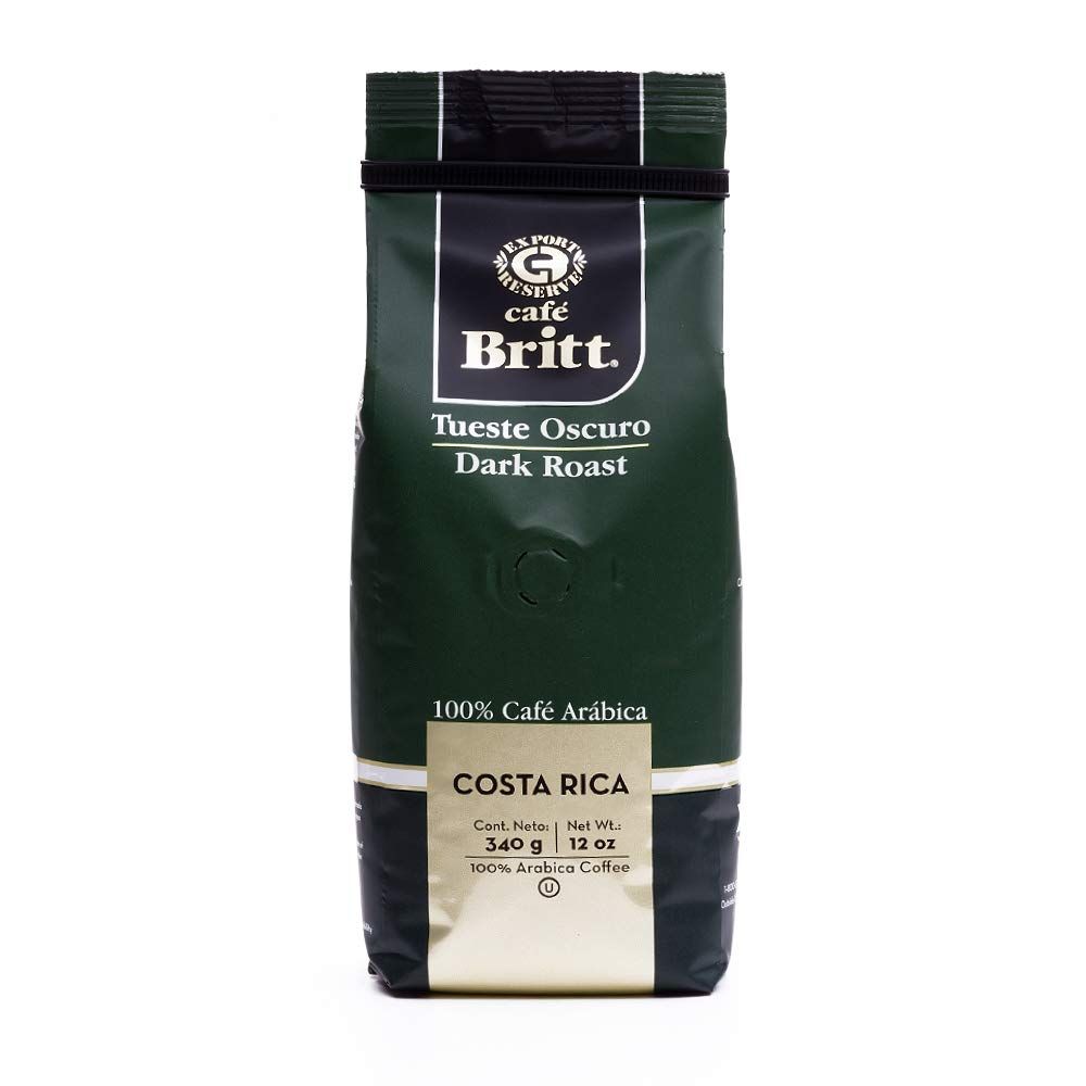 Caf Britt - Costa Rican Dark Roast Coffee (12 oz.) - Whole Bean, Arabica Coffee, Kosher, Gluten Free, 100% Gourmet &amp; Dark Roast (1 Year Shelf-Life)