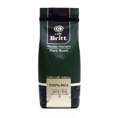 Caf Britt - Costa Rican Dark Roast Coffee (12 oz.) - Whole Bean, Arabica Coffee, Kosher, Gluten Free, 100% Gourmet &amp; Dark Roast (1 Year Shelf-Life)