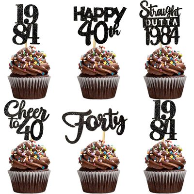 30PCS 40th Birthday Cupcake Toppers 40th Birthday Decorations for Men 40th Birthday Decorations for Women 1984 40th Birthday Decorations Cheers to 40th Birthday Party Decorations