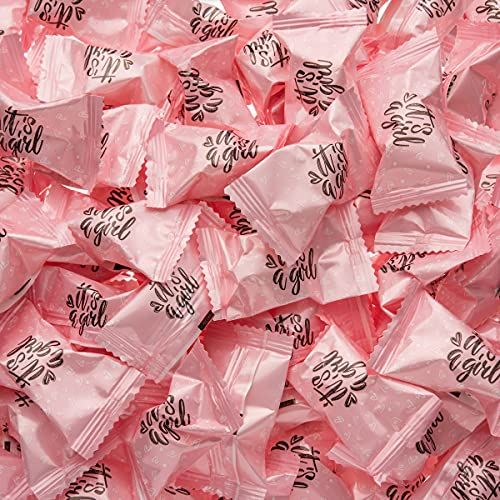 Candy Envy - It&#39;s A Girl Buttermints - 13 oz. Bag - Approximately 100 Individually Wrapped Mints - Baby Shower Party Favor Candy