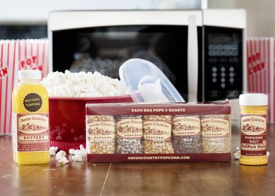 Amish Country Popcorn | 10-4 oz Bags | Microwave Bowl and Popcorn Kernels Variety Pack with Buttery Topping and Ballpark ButterSalt | Old Fashioned, Non-GMO and Gluten Free
