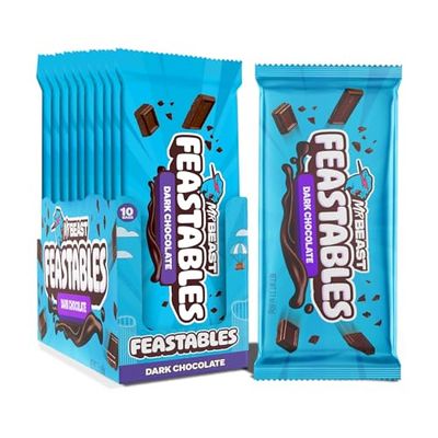 Feastables by MrBeast Original Dark Chocolate KING Size Chocolate Bar, 2.1oz (60g), 10 count