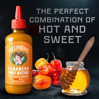 Melindas Habanero Honey Mustard - Gourmet Hot Honey Mustard Sauce - Habanero Hot Sauce with Fresh Ingredients, Habanero Peppers, Colombian Honey - Keto, Kosher Hot Sauce- 12 oz, 2 Pack