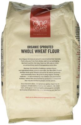 One Degree Organic Foods Sprouted Whole Wheat Flour, Certified Non-GMO &amp; Vegan Flour for Baking, Plant Based &amp; Organic Bread Flour (4 Pack, 80 Oz. Each)