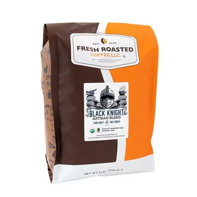 Fresh Roasted Coffee, Fair Trade Organic Black Knight, 5 lb (80 oz), Dark Roast, Kosher, Whole Bean