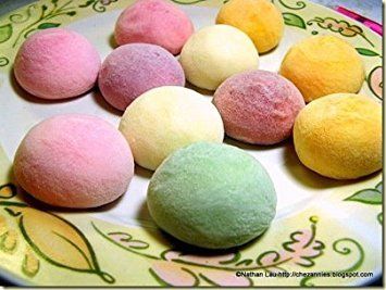 Japanese Fruit Flavor Mochi Strawberry &amp; Blueberry, Mango &amp; Peach &amp; Pineapple, Bean Jam Rice Cake Mochi Sampler - 8 Count (Pack of 3)