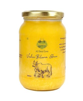 Indicow A2 Desi Cow Ghee, Clarified Butter | Grass Fed Cows | (1000ML(33.8oz), A2 Cow Ghee (Sahiwal Cows)) | Clarified Butter Fat, Keto, Paleo, Lactose Free, Casein Free, Non-GMO |a2 ghee organic